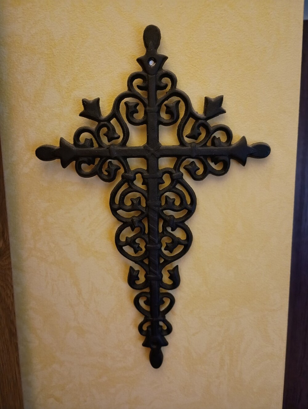 Cast Iron Ornate Cross, 13"X8.5" , Black
